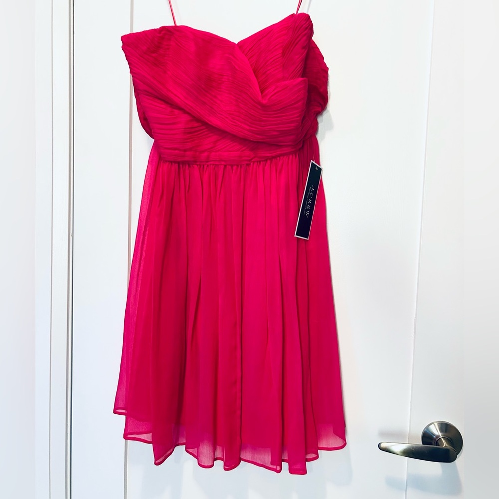 J. Crew Strapless Hot Pink Chiffon Dress